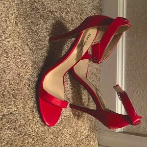 Call It Spring red ankle strap heels